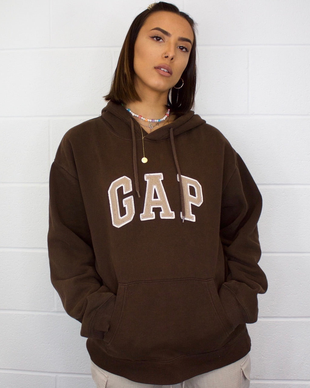 GAP Brown Hoodie RARE Spellout (M)