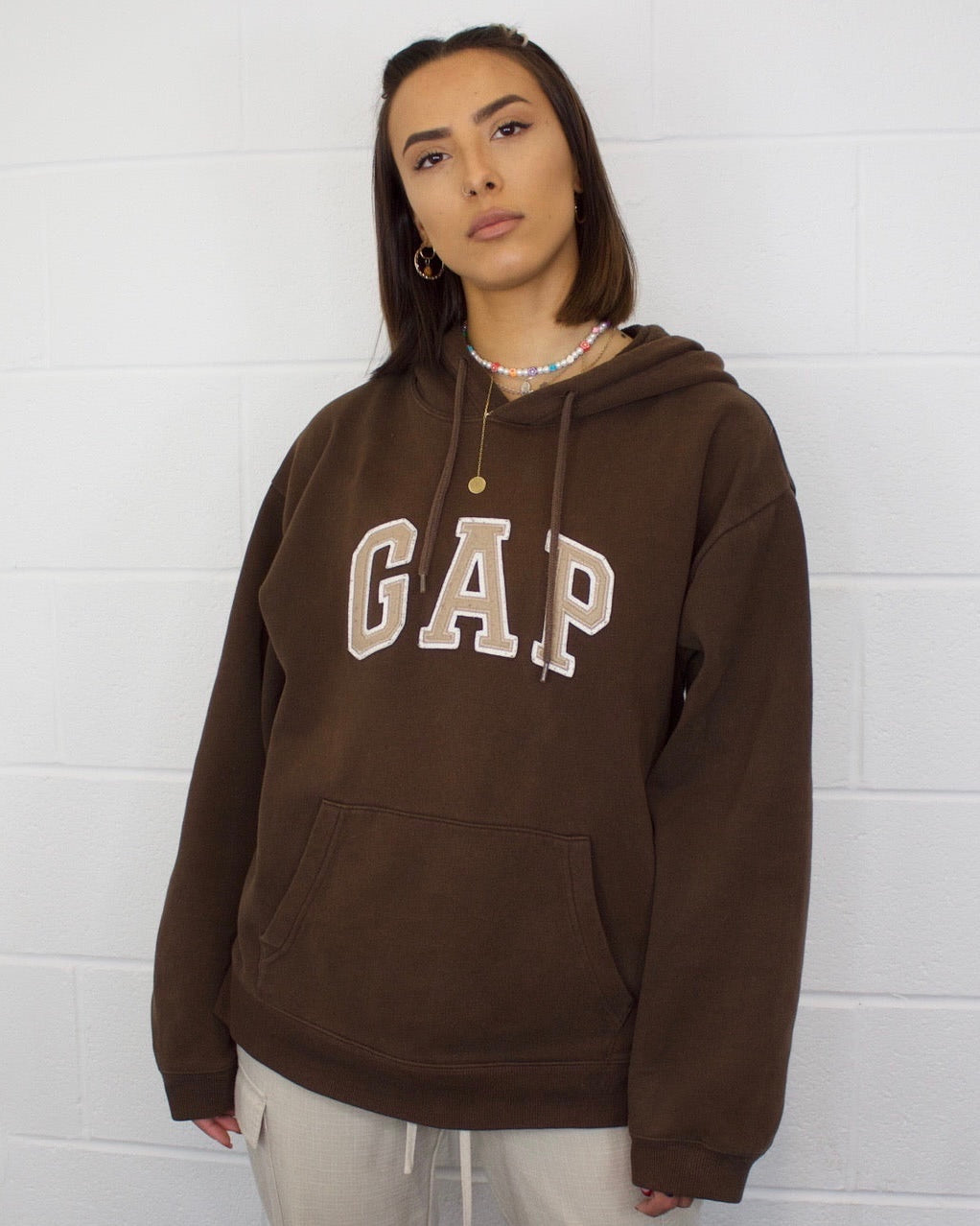 GAP Brown Hoodie RARE Spellout (M)