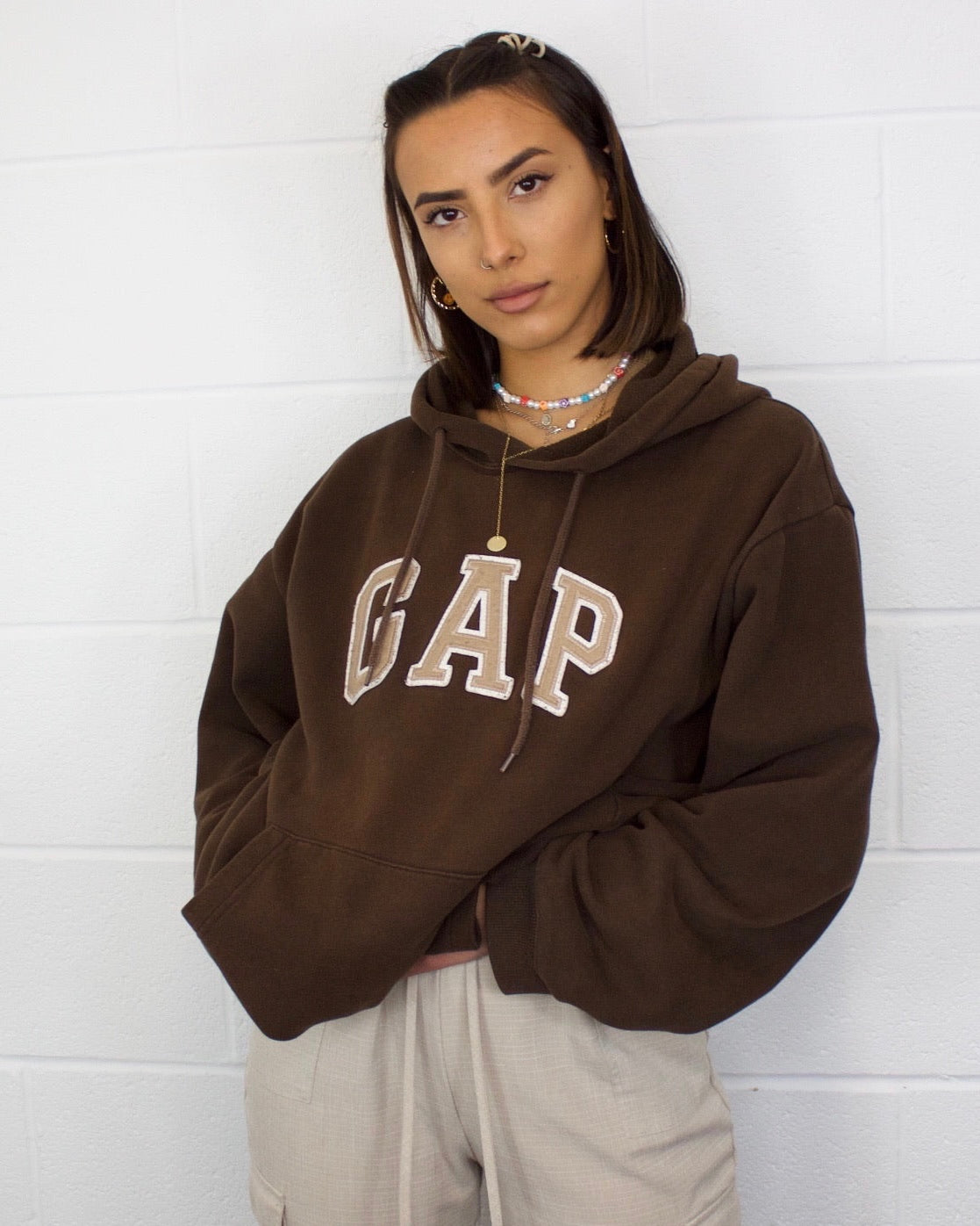 GAP Brown Hoodie RARE Spellout (M)